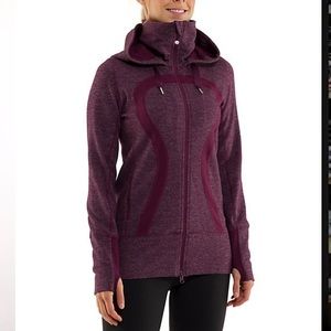 Lululemon Stride Hoodie Jacket Mini Check Pique Heathered Plum Size 8 Purple